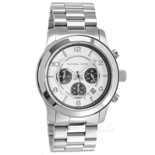 Michael Kors Runway Chronograph Silver Dial Silver Steel Strap Watch for Men - MK8060