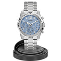 Guess Commander Chronograph Blue Dial Silver Steel Strap Watch for Men - GW0056G2