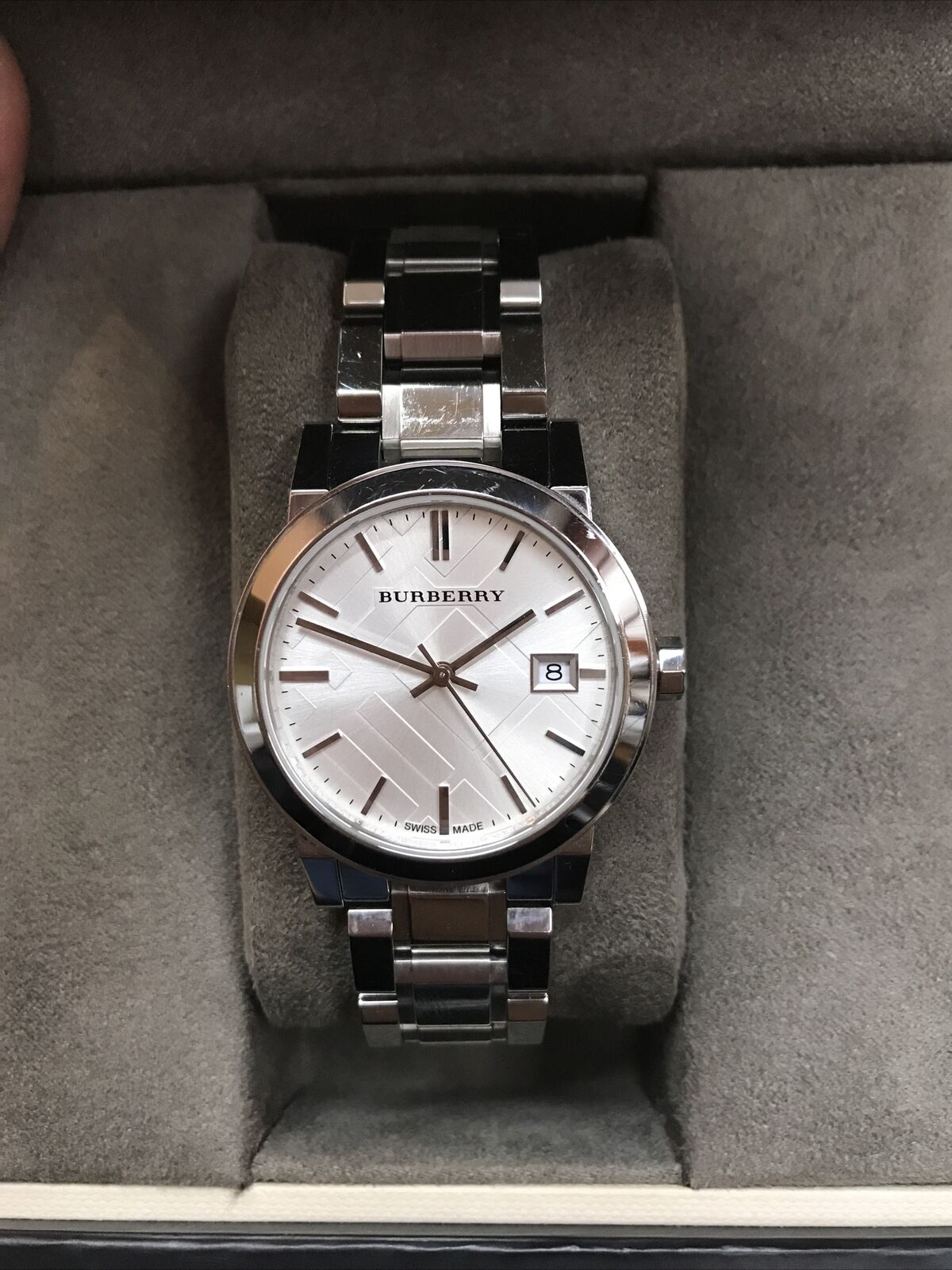 Burberry The City White Dial Silver Steel Strap Watch for Women - BU9100