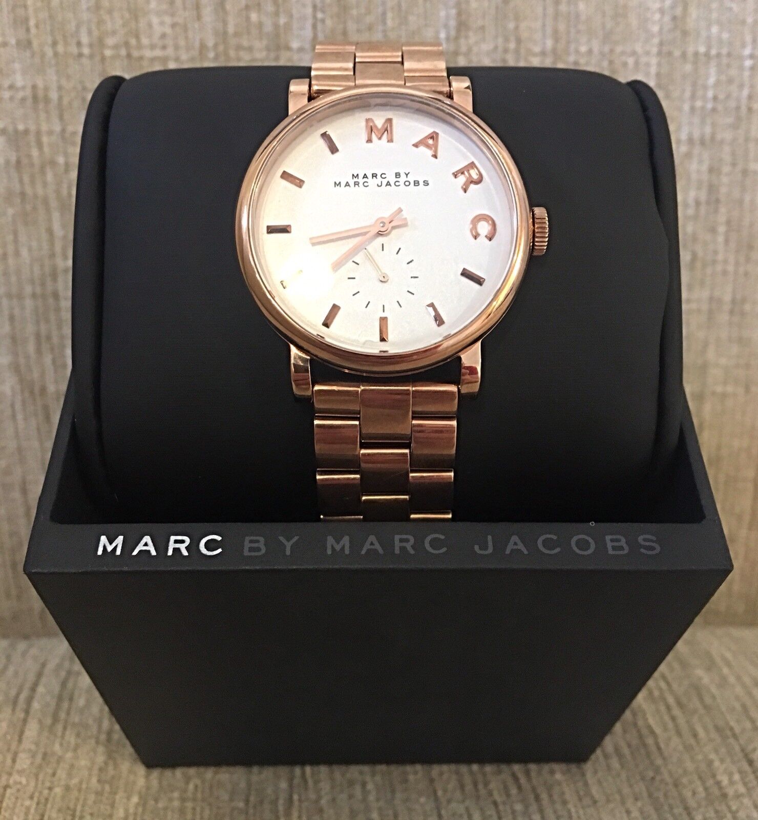 Marc Jacobs Baker White Dial Rose Gold Stainless Steel Strap Watch for Women - MBM3244