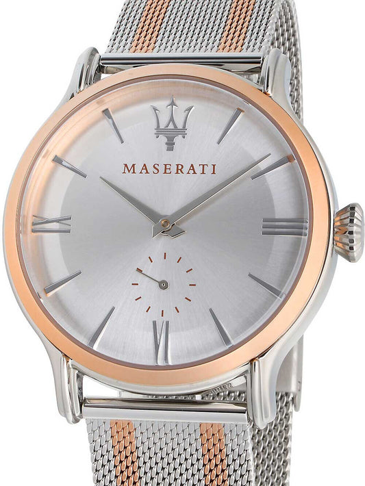 Maserati Epoca Silver Dial Two Tone Mesh Bracelet Watch For Men - R8853118005