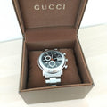 Gucci G Chrono Black Dial Silver Steel Strap Watch For Men - YA101309