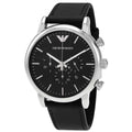 Emporio Armani Luigi Chronograph Black Dial Black Leather Watch For Men - AR1828