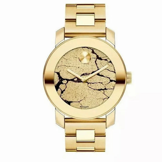 Movado Bold Glitter Gold Dial Gold Steel Strap Watch for Women - 3600346