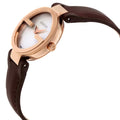 Gucci G Interlocking Mother of Pearl Dial Brown Leather Strap Watch For Women - YA133516