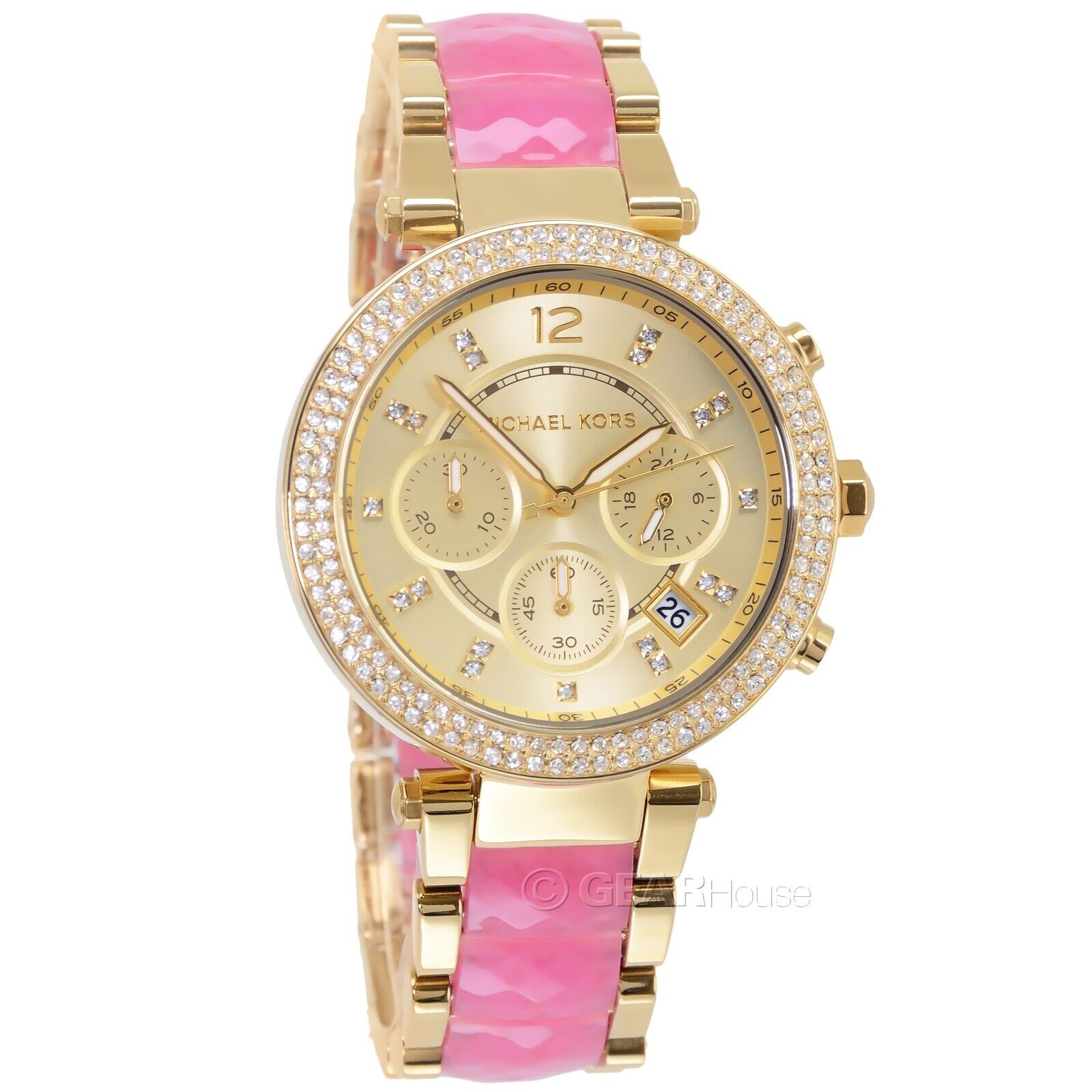 Michael Kors Parker Gold Dial Two Tone Steel Strap Watch for Women - MK6363