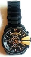 Diesel Mega Chief Chronograph Black Dial Black Steel Strap Watch For Men - DZ4338