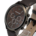Emporio Armani Sportivo  Black Dial Brown Leather Strap Watch For Men - AR2462