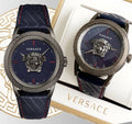 Versace Palazzo Empire Blue Dial Blue Leather Strap Watch for Men - VERD00118