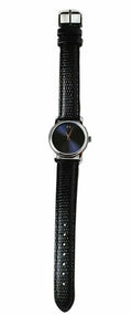 Movado Museum Blue Dial Black Leather Strap Watch For Women - 2100010