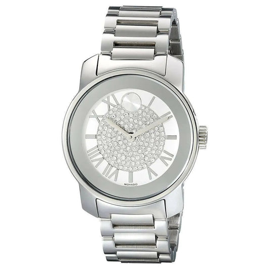 Movado Bold Crystal Pave Silver Dial Silver Steel Strap Watch for Women - 3600254