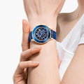 Swarovski Octea Lux Chrono Blue Dial Blue Leather Strap Watch for Women - 5563480