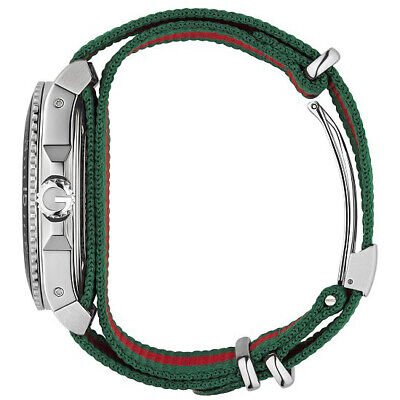Gucci Dive Black Dial Green & Red Nylon Strap Watch For Men - YA136206