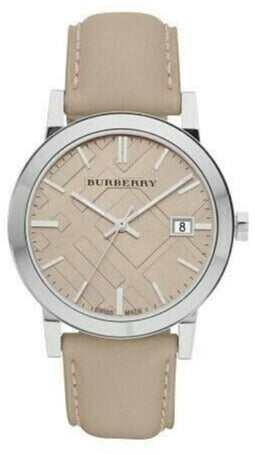 Burberry The City Beige Dial Beige Leather Strap Unisex Watch - BU9010