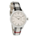 Burberry Classic White Dial White Black Leather Strap Watch for Women - BU10103