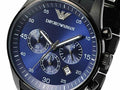 Emporio Armani Sportivo Chronograph Blue Dial Black Steel Strap Watch For Men - AR5921