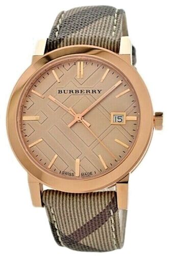Burberry The City Rose Gold Dial Brown Leather Strap Watch for Women - BU9040
