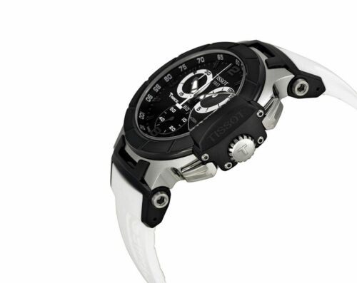 Tissot T Race Chronograph Black Dial White Rubber Strap Watch for Men - T048.417.27.057.05
