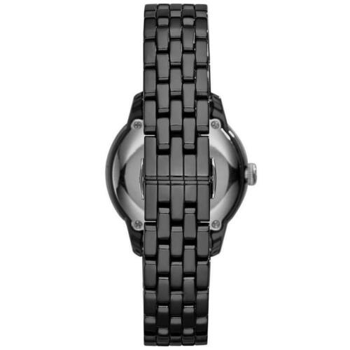 Emporio Armani Ceramica Crystal Black Dial Black Steel Strap Watch For Women - AR1478