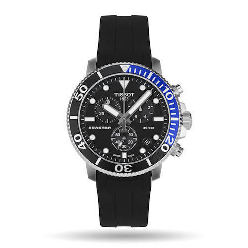 Tissot Seastar 1000 Quartz Chronograph Black Dial Rubber Strap Watch For Men - T120.417.17.051.02