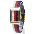 Gucci G Frame Mother of Pearl Dial White Blue Red Nylon Strap Watch For Women - YA147405