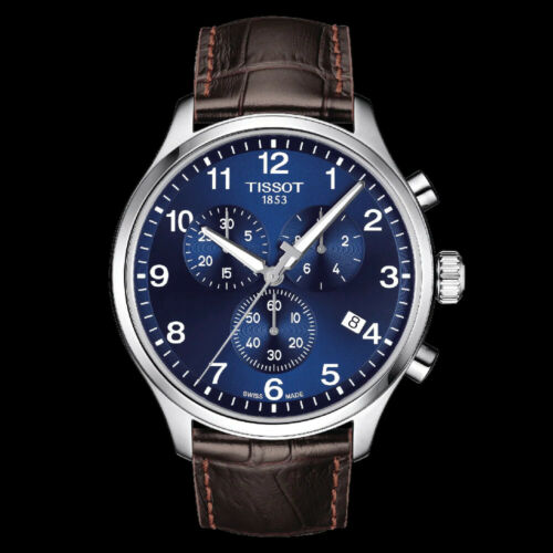 Tissot Chrono XL Classic Blue Dial Brown Leather Strap Watch For Men - T116.617.16.047.00