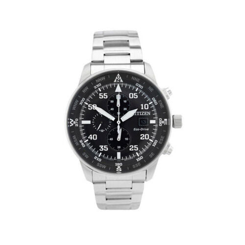 Citizen Eco Drive Chronograph Black Dial Silver Stainless Steel Watch For Men - CA0690-88E