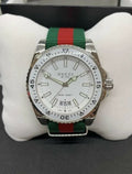Gucci Dive White Dial Red & Green Nylon Strap Watch For Men - YA136207