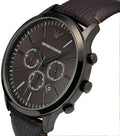 Emporio Armani Sportivo  Black Dial Brown Leather Strap Watch For Men - AR2462