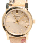 Burberry The City Gold Dial Beige Leather Strap Watch for Women - BU9219