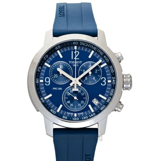 Tissot T Sport PRC 200 Chronograph Blue Rubber Strap Watch For Men - T114.417.17.047.00