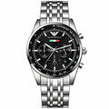 Emporio Armani Sportivo Chronograph Black Dial Silver Steel Strap Watch For Men - AR5984
