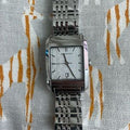 Burberry Nova Check Square White Dial Silver Steel Strap Watch for Women - BU1572
