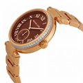 Michael Kors Skylar Maroon Dial Rose Gold Steel Strap Watch for Women - MK6086