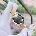 Swarovski Octea Nova Black Dial Rose Gold Mesh Bracelet Watch for Women - 5430424