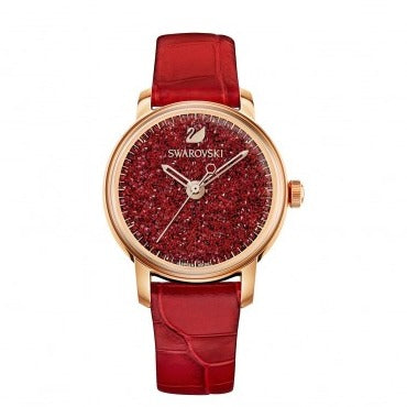 Swarovski Crystalline Hours Red Crystal Dial Red Leather Strap Watch for Women - 5295380
