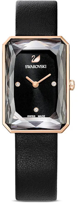 Swarovski Uptown Black Dial Black Leather Strap Watch for Women - 5547710