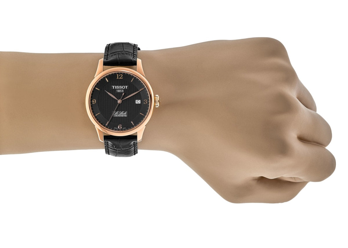 Tissot Le Locle Chronometer Black Dial Black Leather Strap Watch For Men - T006.408.36.057.00