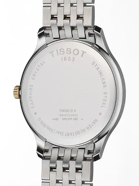 Tissot T Classic Tradition White Dial Two Tone Mesh Bracelet Watch For Men - T063.610.22.037.01