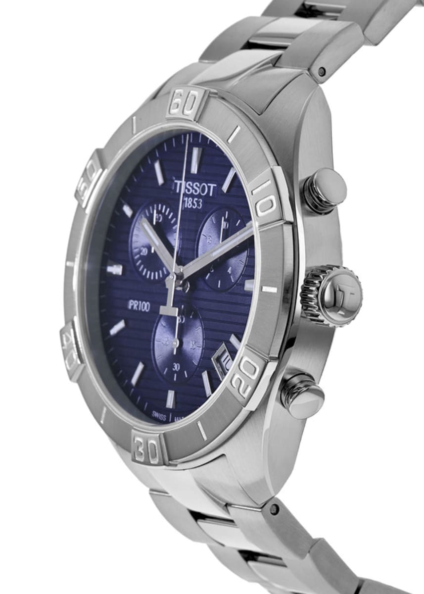 Tissot PR 100 Sport Quartz Chronograph Blue Dial Silver Stainless Steel Watch For Men - T101.617.11.041.00