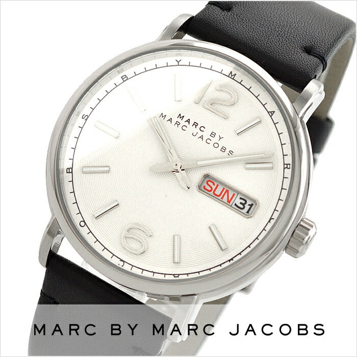 Marc Jacobs Marc Fergus White Dial Black Leather Strap Watch for Men - MBM5076