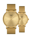 Tissot Everytime Lady Gold Dial Gold Plated Mesh Bracelet Watch for Women - T143.210.33.021.00