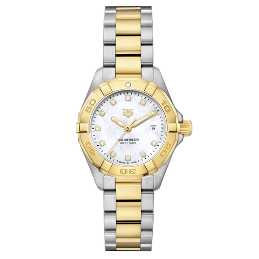 Tag Heuer Aquaracer Quartz Diamonds Mother of Pearl Dial Two Tone Steel Strap Watch for Women - WBD1423.BB0321