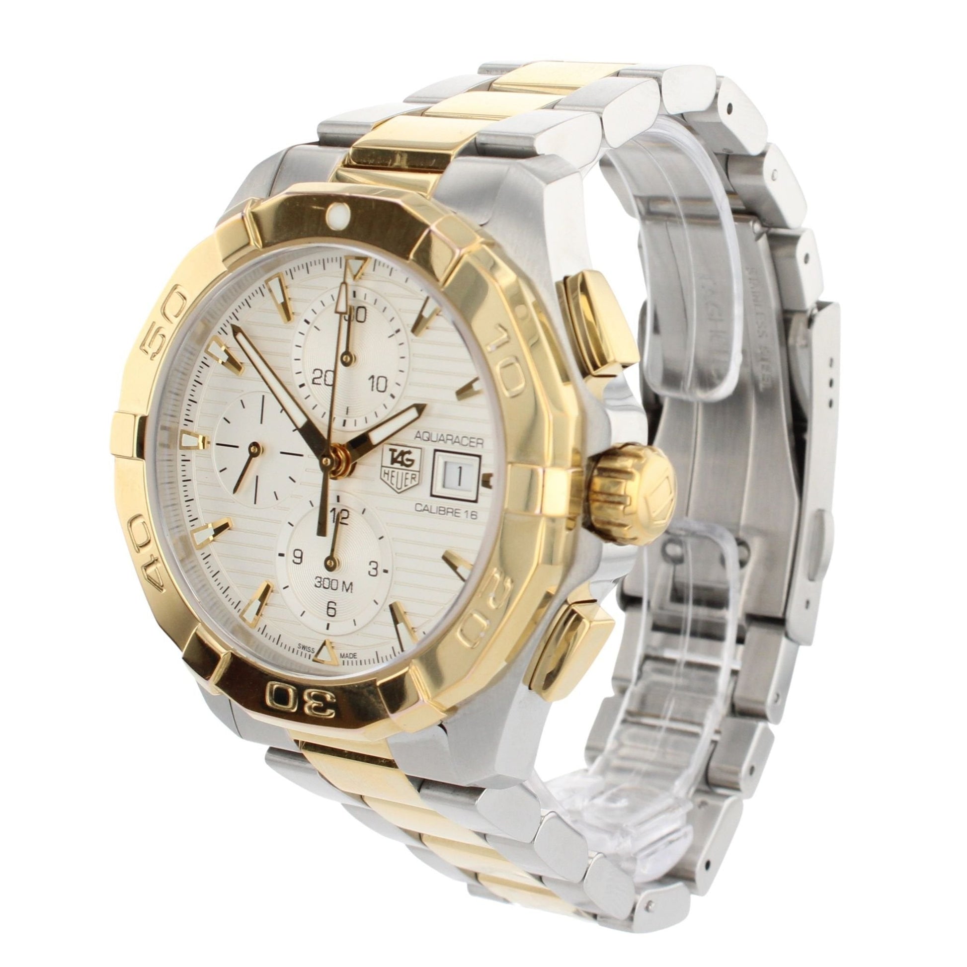 Tag Heuer Aquaracer Automatic Chronograph Silver Dial Two Tone Steel Strap Watch for Men - CAY2121.BB0923