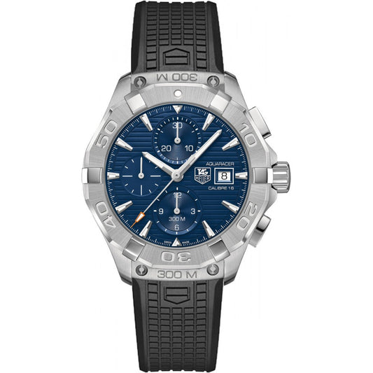Tag Heuer Aquaracer Automatic Chronograph Blue Dial Black Rubber Strap Watch for Men - CAY2112.FT6041