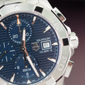 Tag Heuer Aquaracer Automatic Chronograph Blue Dial Silver Steel Strap Watch for Men - CAY2112.BA0927