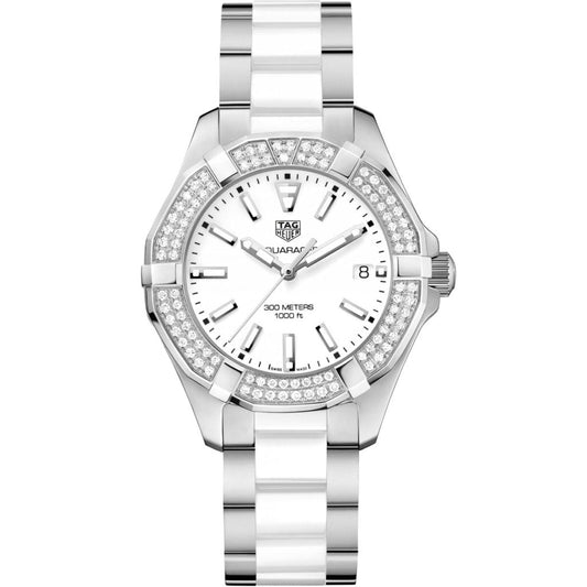 Tag Heuer Aquaracer Diamonds White Dial Two Tone Steel Strap Watch for Women - WAY131F.BA0914