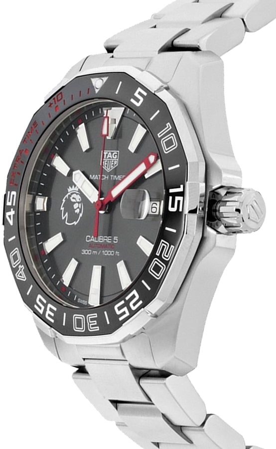 Tag Heuer Aquaracer Calibre 5 Premiere League Edition Black Dial Silver Steel Strap Watch for Men - WAY201D.BA0927
