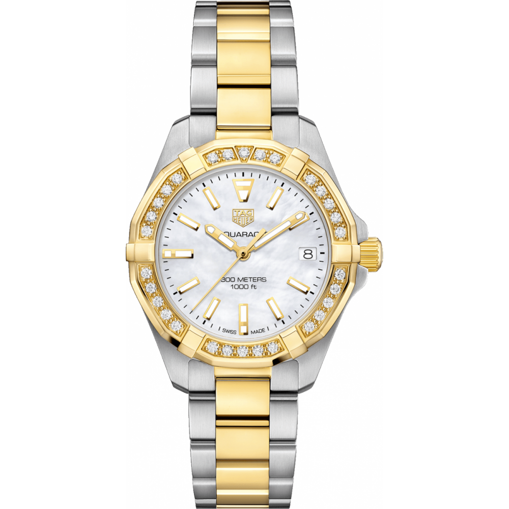 Tag Heuer Aquaracer Quartz Diamonds Mother of Pearl Dial Two Tone Steel Strap Watch for Women - WBD1321.BB0320