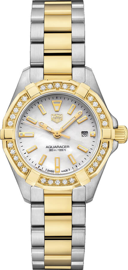 Tag Heuer Aquaracer Quartz Diamonds Mother of Pearl Dial Two Tone Steel Strap Watch for Women - WBD1421.BB0321